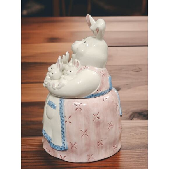 Fitz and Floyd Mother Rabbit Cookie Jar in Original Box 2003 Easter Spring - Picture 5 of 9